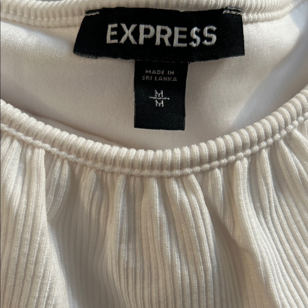 Express Cream Ruffled Bodysuit - Picture 3 of 6